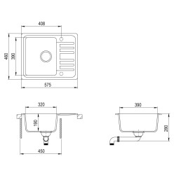 Évier de cuisine Granit Seul lavabo Beige