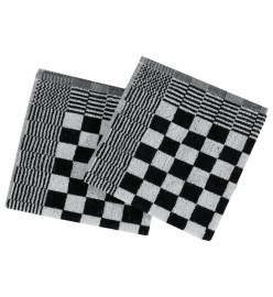 Ensemble de serviettes 10 pcs noir et blanc coton