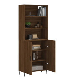 Buffet haut Chêne marron 69,5x34x180 cm Bois d'ingénierie