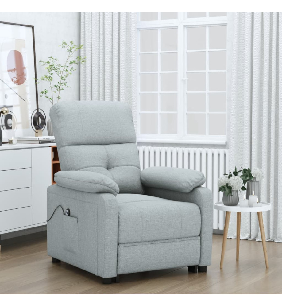 Fauteuil inclinable électrique Gris clair Tissu