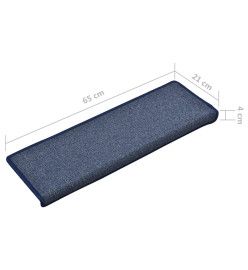 Tapis d'escalier 10 pcs 65x21x4 cm Bleu