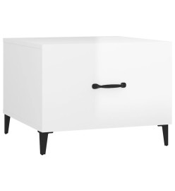 Tables basses avec pieds métal 2 pcs Blanc brillant 50x50x40 cm