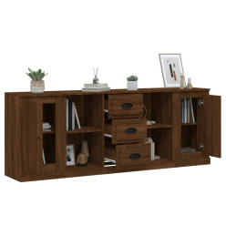 Buffets 3 pcs Chêne marron Bois d'ingénierie