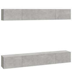 Meubles TV muraux 4 pcs Gris béton 100x30x30 cm