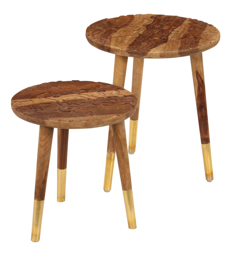 Tables basses 2 pcs Bois solide de Sesham