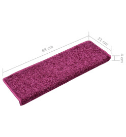 Tapis d'escalier 5 pcs 65x21x4 cm Violet