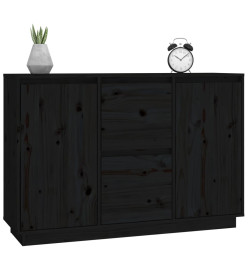 Buffet Noir 111x34x75 cm Bois massif de pin