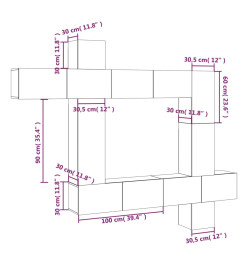 Ensemble de meubles TV 9 pcs Sonoma gris Bois d'ingénierie