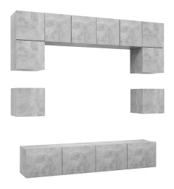 Ensemble de meuble TV 8 pcs Gris béton Aggloméré