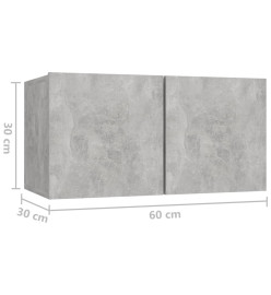 Ensemble de meuble TV 8 pcs Gris béton Aggloméré