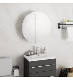 Armoire de salle de bain miroir rond et LED Blanc 40x40x17,5 cm