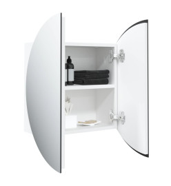 Armoire de salle de bain miroir rond et LED Blanc 40x40x17,5 cm