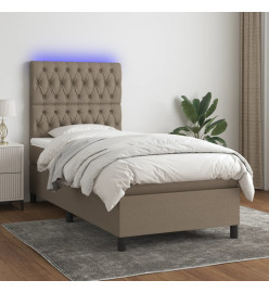 Sommier tapissier avec matelas et LED Taupe 80x200cm Tissu
