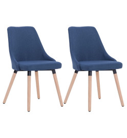 Chaises à manger 2 pcs bleu tissu