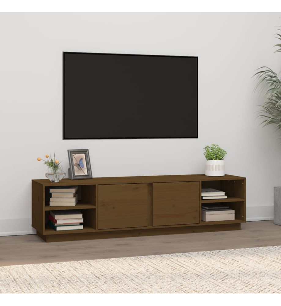 Meuble TV Marron miel 156x40x40 cm Bois de pin massif