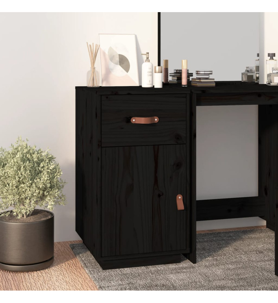 Armoire de bureau Noir 40x50x75 cm Bois massif de pin