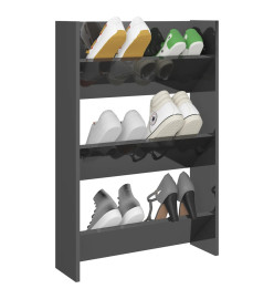 Armoire à chaussures murale Gris brillant 60x18x90 cm Aggloméré