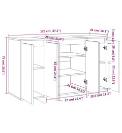 Buffet gris béton 120x41x75 cm bois d'ingénierie