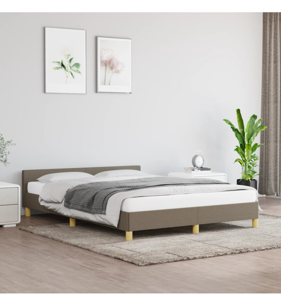 Cadre de lit avec tête de lit Taupe 140x190 cm Tissu Cadre de lit avec tête de lit Taupe 140x190 cm Tissu