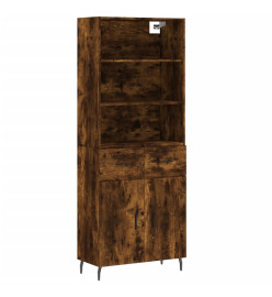 Buffet haut Chêne fumé 69,5x34x180 cm Bois d'ingénierie