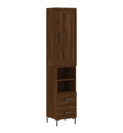 Buffet haut Chêne marron 34,5x34x180 cm Bois d'ingénierie