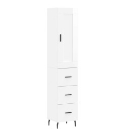 Buffet haut Blanc brillant 34,5x34x180 cm Bois d'ingénierie