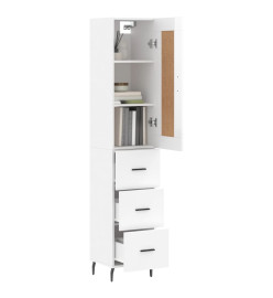 Buffet haut Blanc brillant 34,5x34x180 cm Bois d'ingénierie