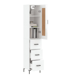 Buffet haut Blanc brillant 34,5x34x180 cm Bois d'ingénierie