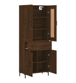 Buffet haut Chêne marron 69,5x34x180 cm Bois d'ingénierie