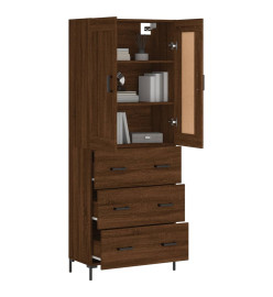 Buffet haut Chêne marron 69,5x34x180 cm Bois d'ingénierie