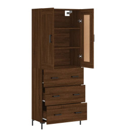 Buffet haut Chêne marron 69,5x34x180 cm Bois d'ingénierie