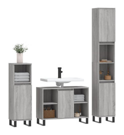 Ensemble de meubles de salle de bain 3 pcs Sonoma gris