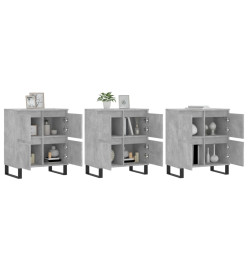 Buffets 3 pcs gris béton bois d'ingénierie