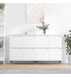 Buffets 2 pcs blanc bois d'ingénierie