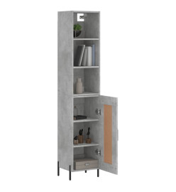 Buffet haut Gris béton 34,5x34x180 cm Bois d'ingénierie