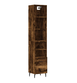 Buffet haut Chêne fumé 34,5x34x180 cm Bois d'ingénierie