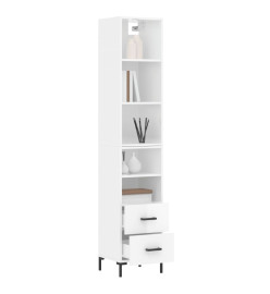 Buffet haut Blanc brillant 34,5x34x180 cm Bois d'ingénierie