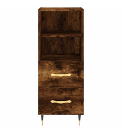 Buffet haut Chêne fumé 34,5x34x180 cm Bois d'ingénierie