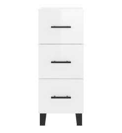 Buffet haut Blanc brillant 34,5x34x180 cm Bois d'ingénierie