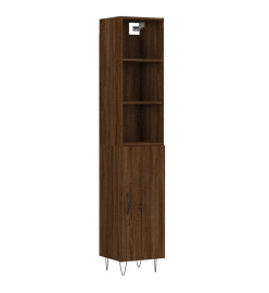 Buffet haut Chêne marron 34,5x34x180 cm Bois d'ingénierie