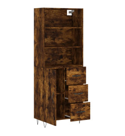 Buffet haut Chêne fumé 69,5x34x180 cm Bois d'ingénierie