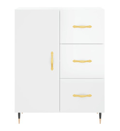 Buffet haut Blanc brillant 69,5x34x180 cm Bois d'ingénierie