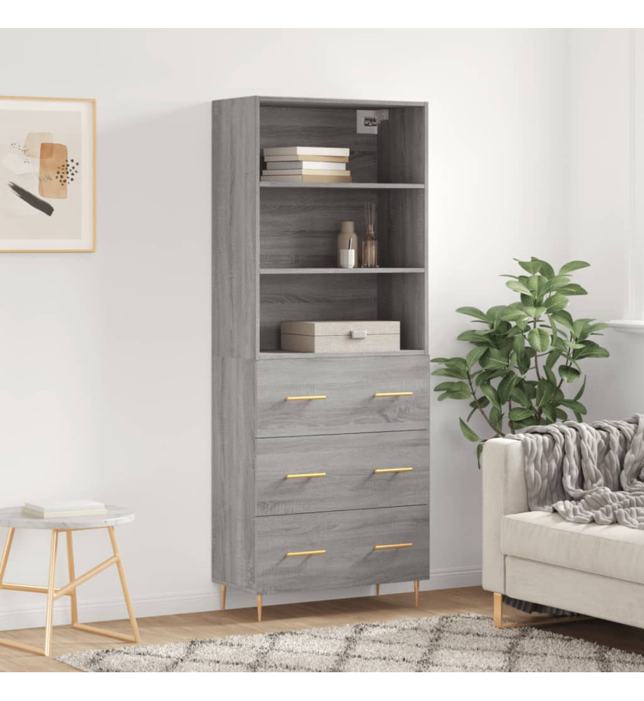 Buffet haut Sonoma gris 69,5x34x180 cm Bois d'ingénierie