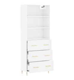 Buffet haut Blanc brillant 69,5x34x180 cm Bois d'ingénierie