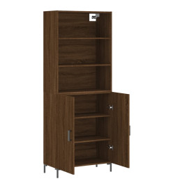 Buffet haut Chêne marron 69,5x34x180 cm Bois d'ingénierie