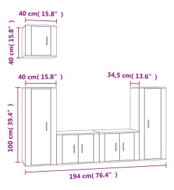 Ensemble de meubles TV 5 pcs Chêne marron Bois d'ingénierie