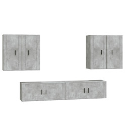 Ensemble de meubles TV 6 pcs Gris béton Bois d'ingénierie