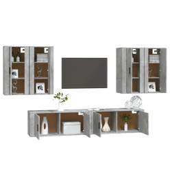 Ensemble de meubles TV 6 pcs Gris béton Bois d'ingénierie