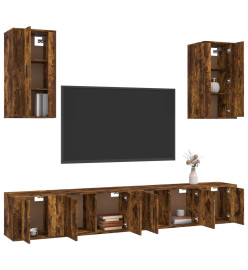 Ensemble de meubles TV 6 pcs Chêne fumé Bois d'ingénierie