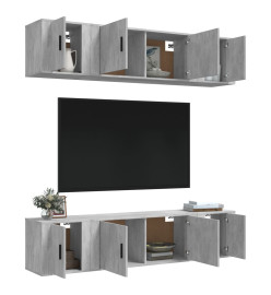 Ensemble de meubles TV 6 pcs Gris béton Bois d'ingénierie